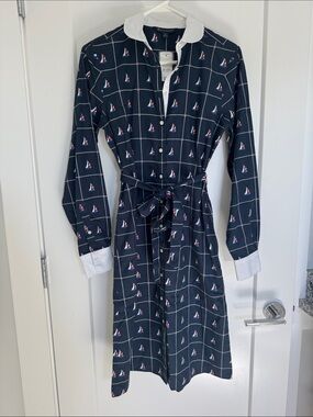 NWT Brooks Brothers Navy Sailboat Print Shirt Dress with Pockets Sz 4